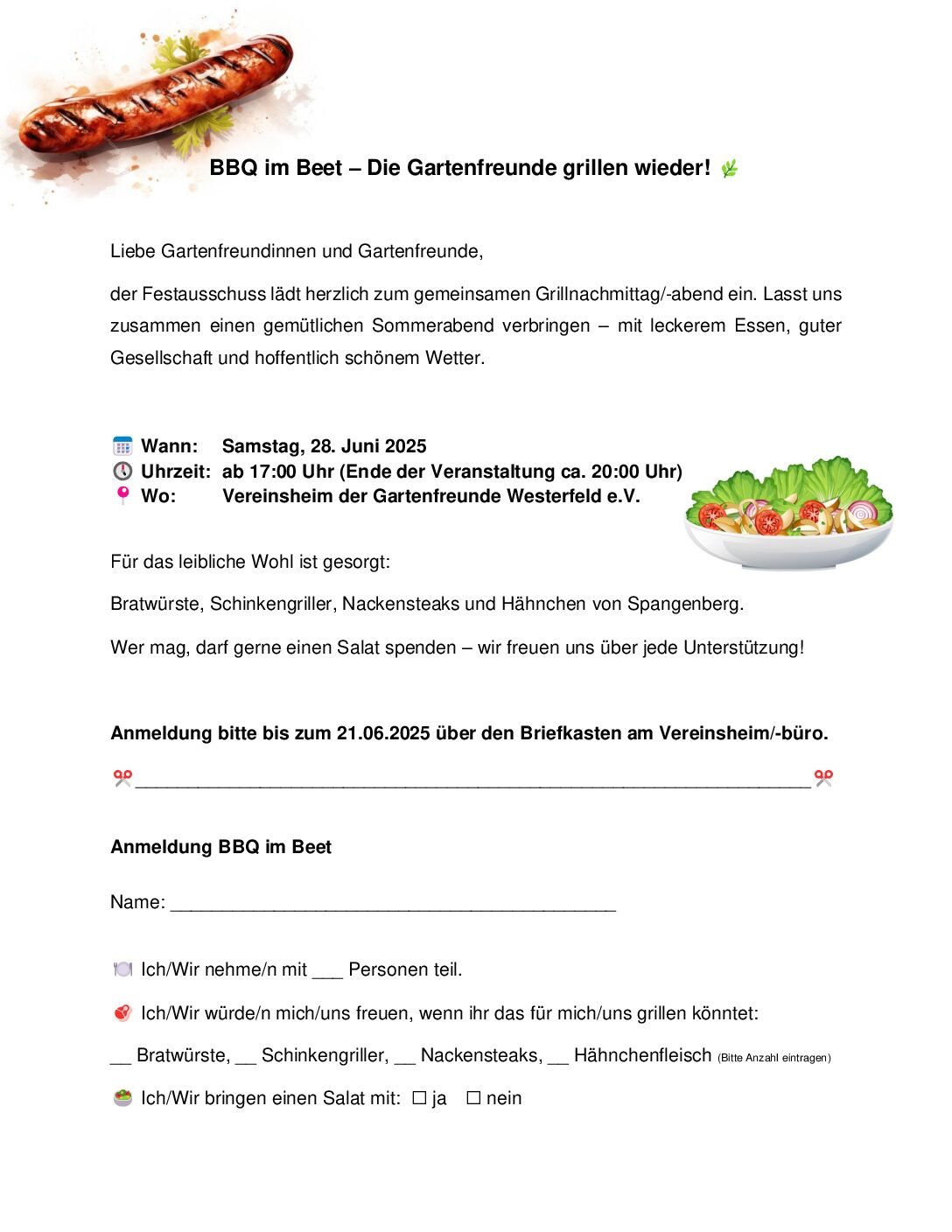 Einladung BBQ am 28.06.25