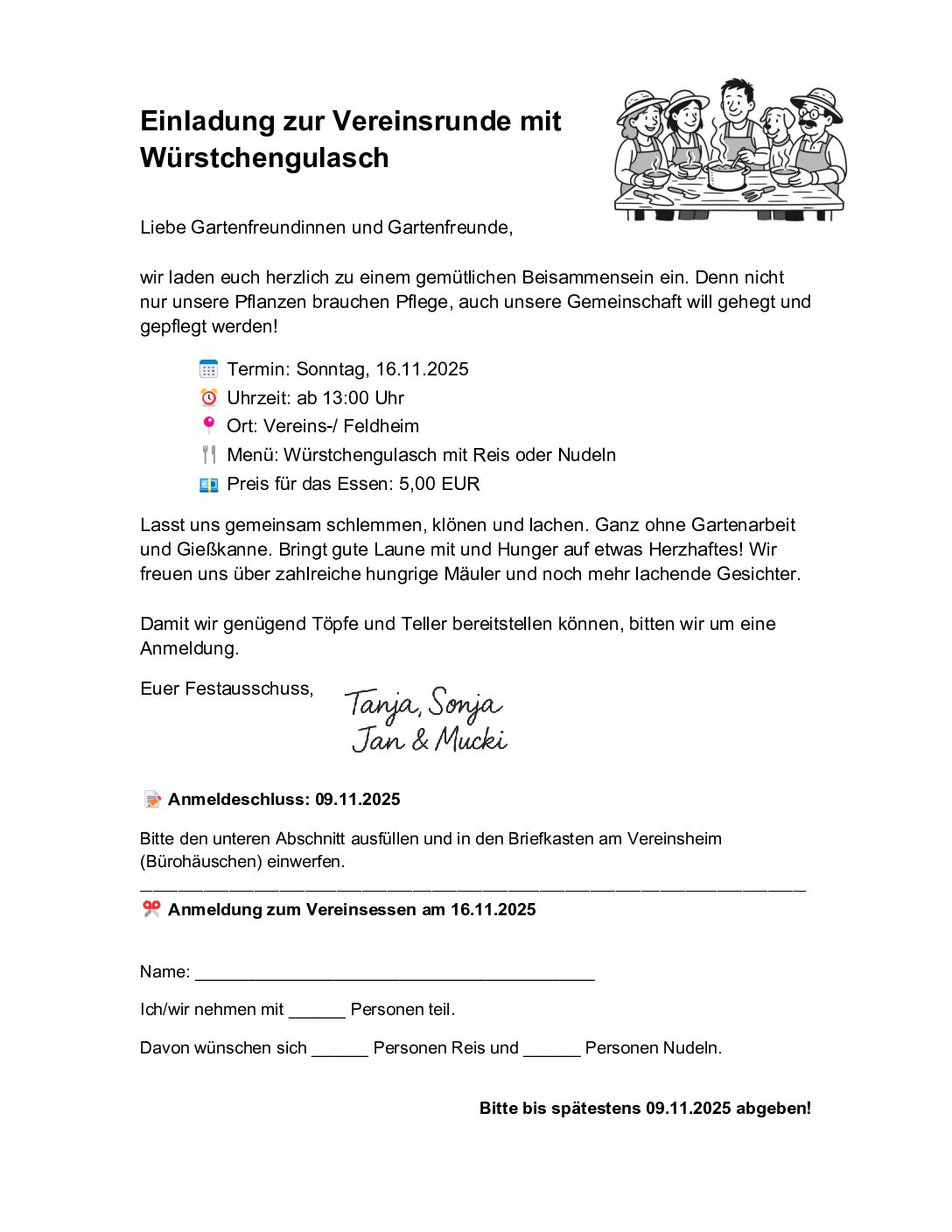 Einladung Würstchengulasch